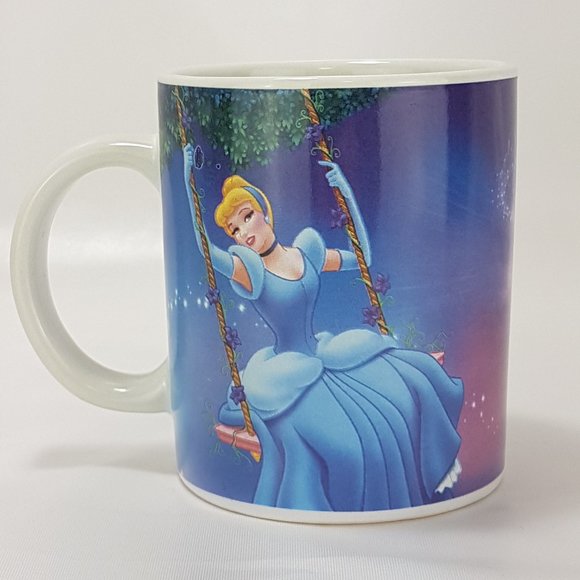 Vintage DISNEY Princess Mug Teacup Cinderella Prince Charming Dancing Swing Blue - Picture 5 of 12